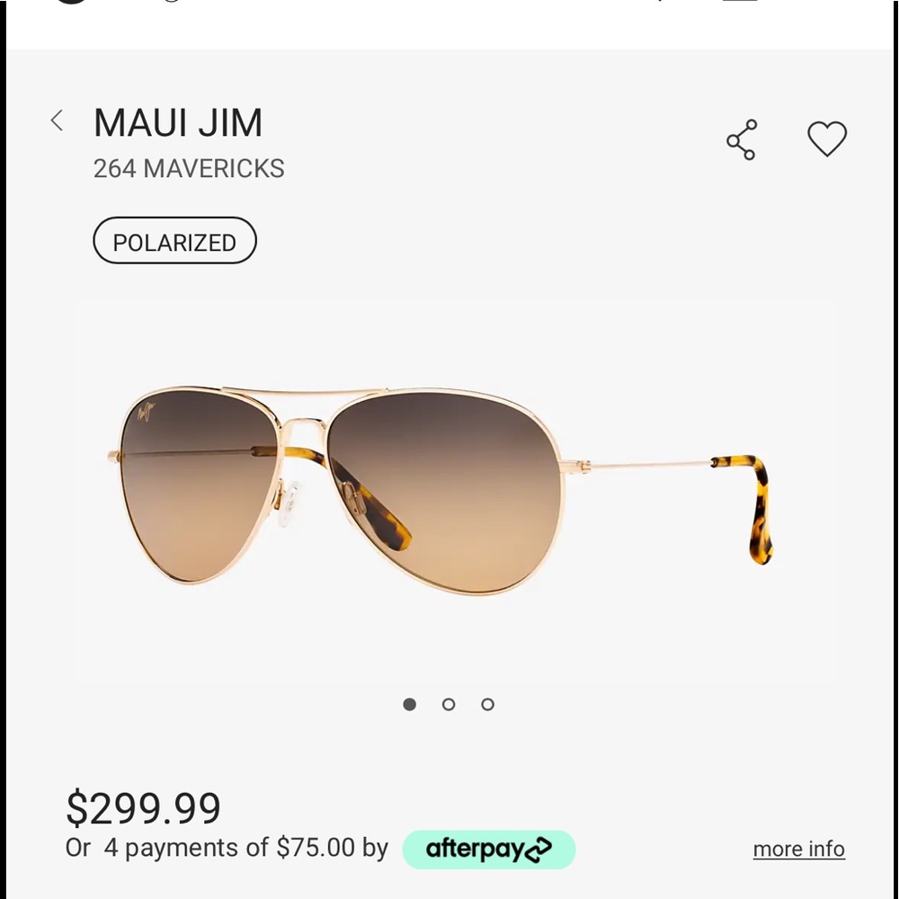Maui Jim unisex gold tone aviator sunglasses